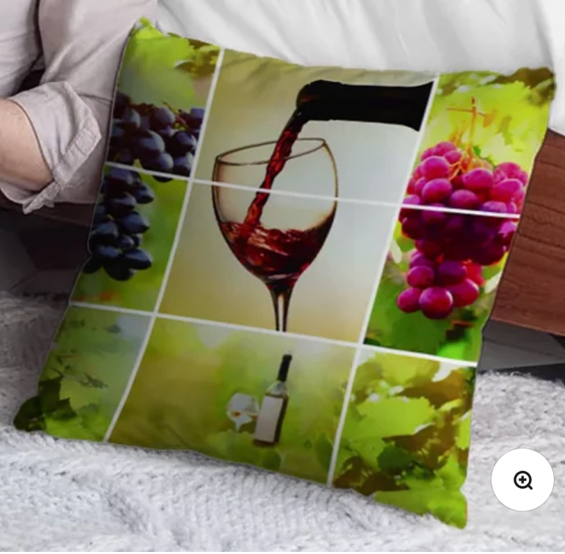 Portable Pain Relief Vibration Massage Pillow - Wine Glass Grapes